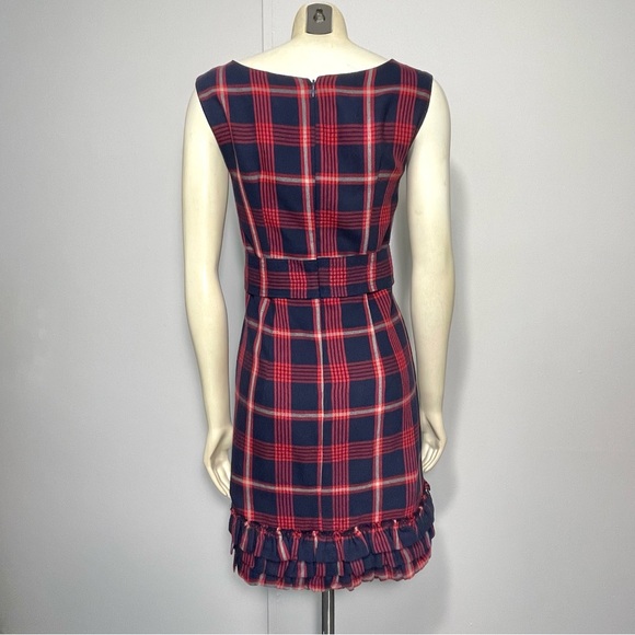 Fall/Winter - Fine Garments by Bell Navy/Red Plaid Bow Ruffles Dress Sz 2 - Picture 7 of 11